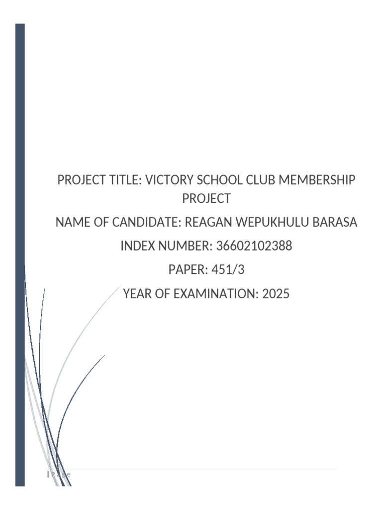 Victory School Club Membership Project | PDF | Microsoft Access ...