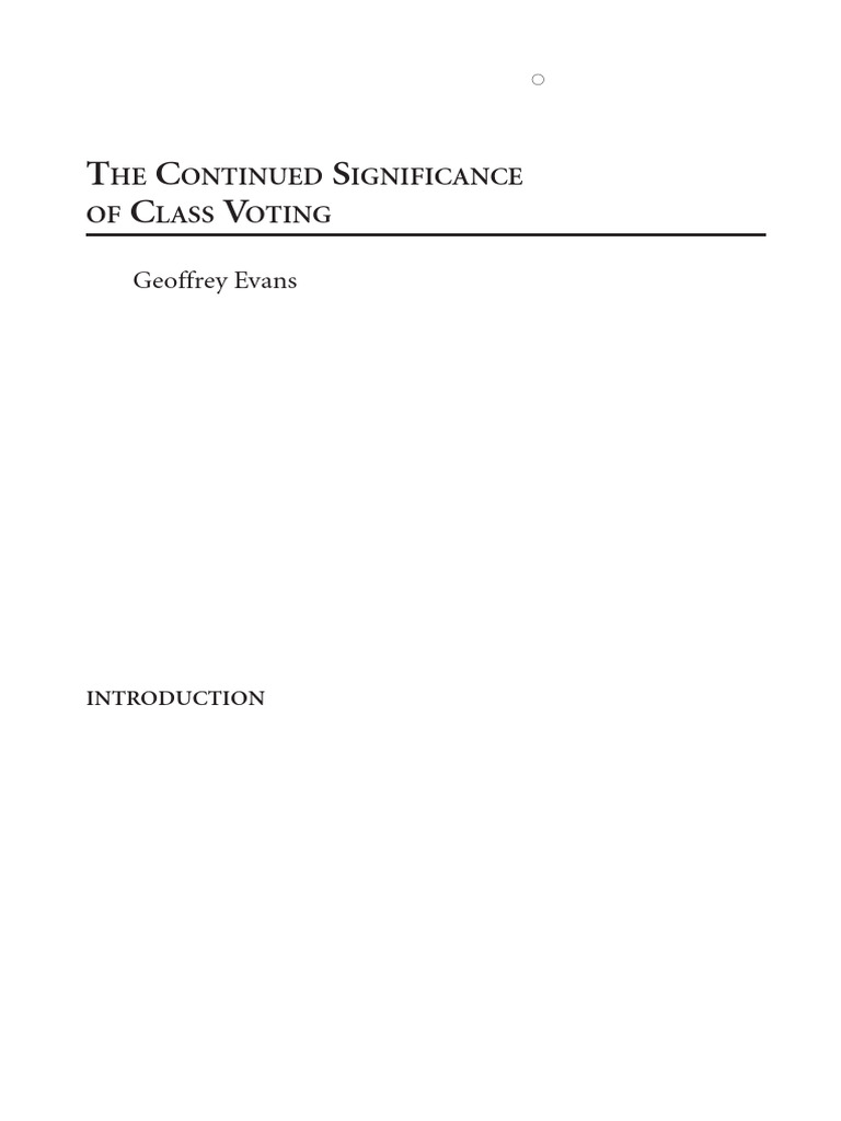 37.the Continued Significance of Class Voting 阶级投票的持续重要性 | PDF ...
