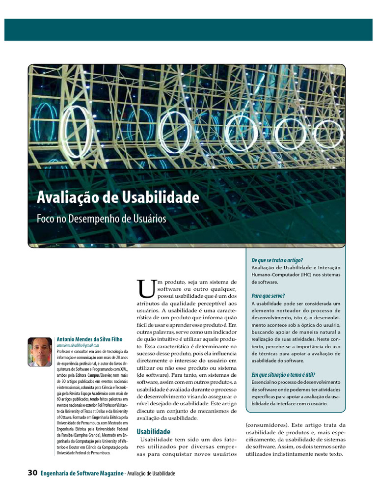 Avaliação de Usabilidade em Software | PDF | Usabilidade | Testes de ...