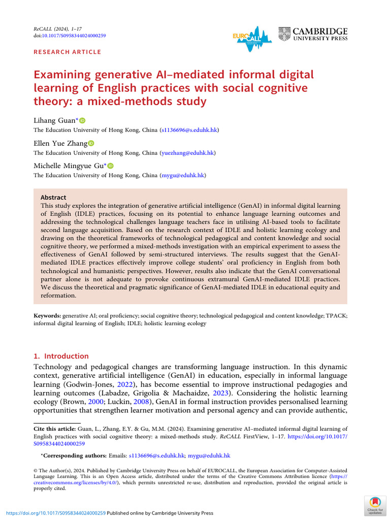 Examining Generative Ai Mediated Informal Digital Learning of English ...