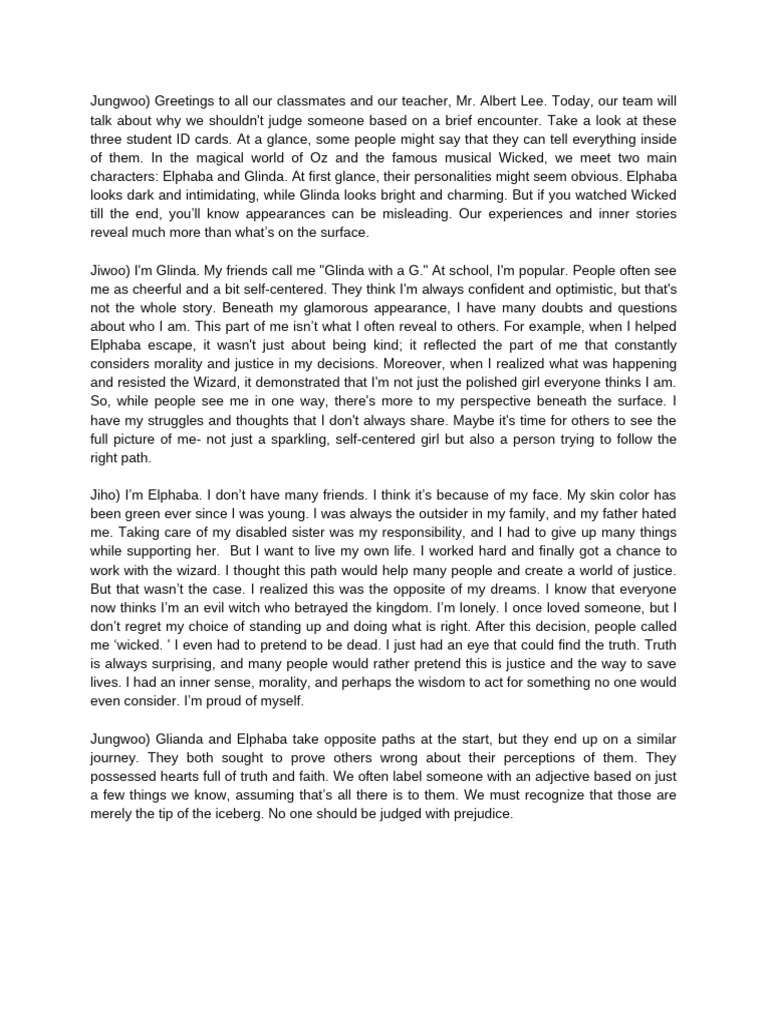 Script Jungwoo Kim Jiwoo Lee Jiho Park 1 | PDF | Truth