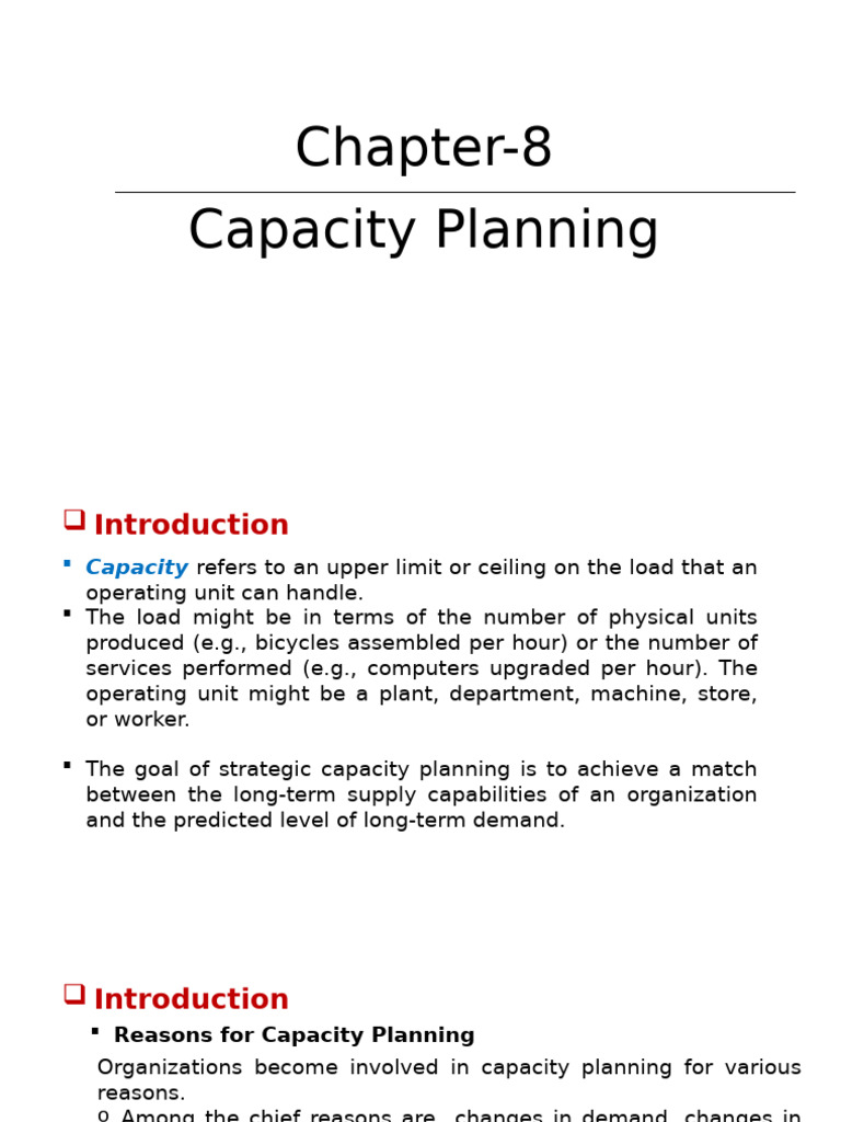 Chapter-8 (Capacity Planning) | PDF | Business Economics | Business