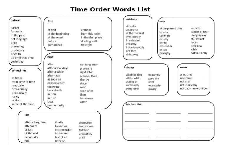 Time Order Words | PDF