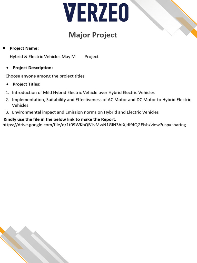 Hybrid & Electric Vehicles Project Overview | PDF