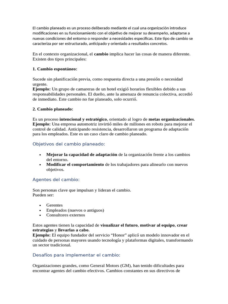 Cambio Planeado en Organizaciones | PDF