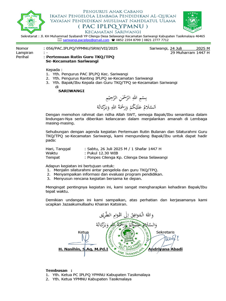Pac Iplpq SRW - 26072025 - Pertemuan Rutin | PDF