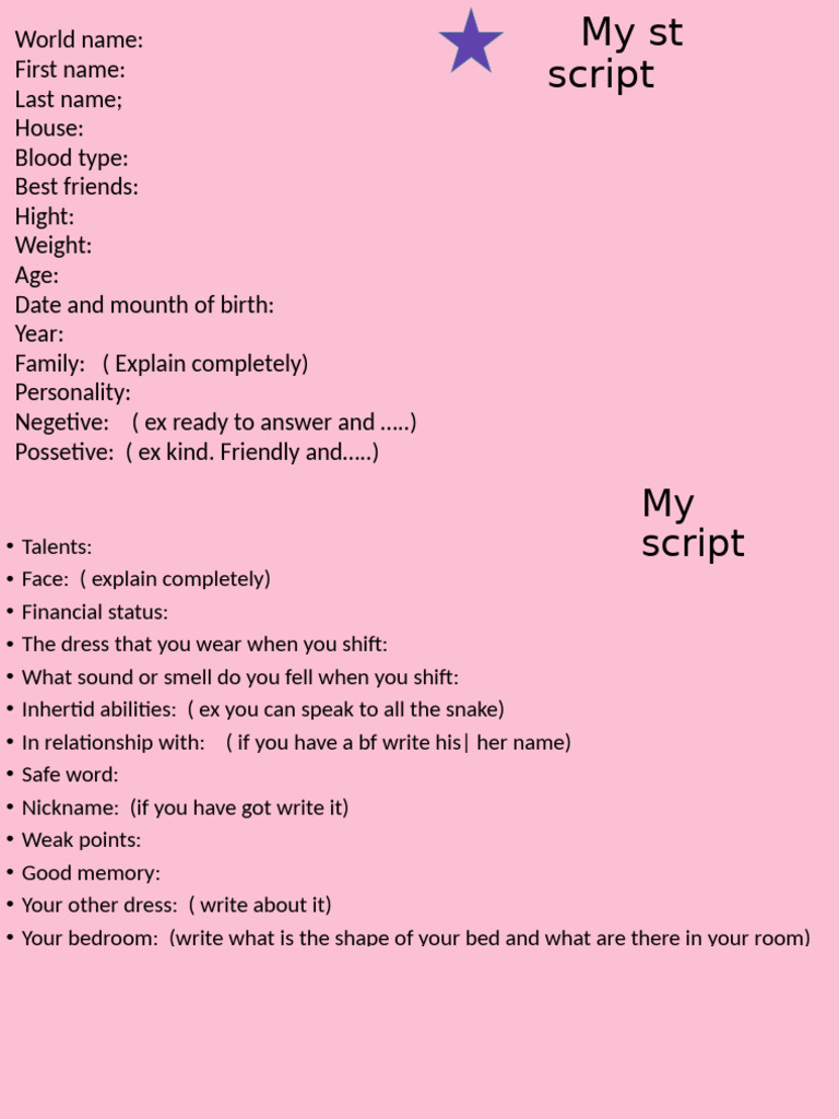 Character Profile Template for Writers | PDF