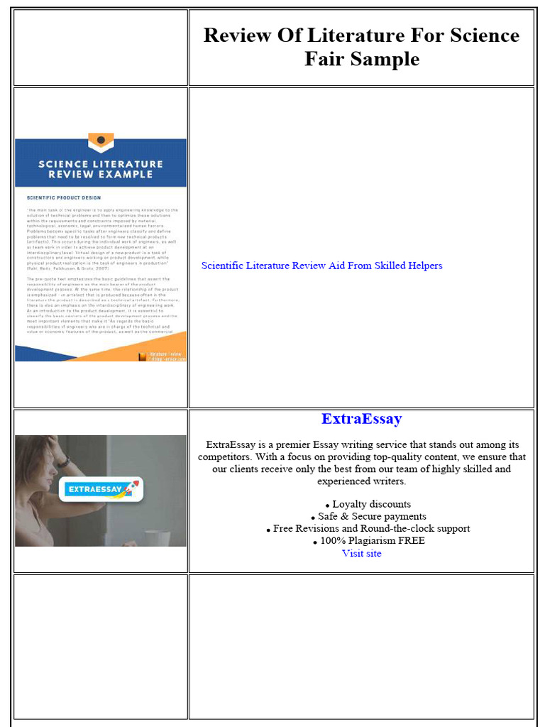 Review of Literature For Science Fair Sample | PDF | Essays | Thesis