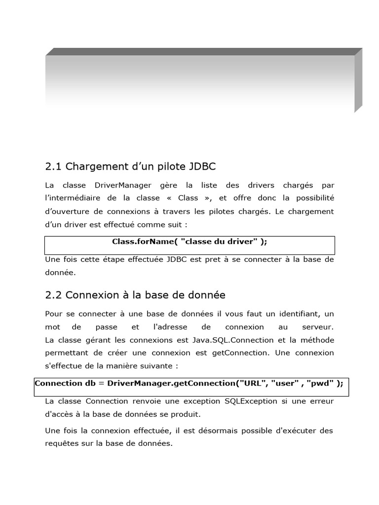 Connexion et requêtes JDBC en Java | PDF | SQL | MySQL