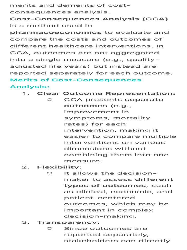 Merits and Demerits of Cost-Consequences Analysis. | PDF | Cost ...