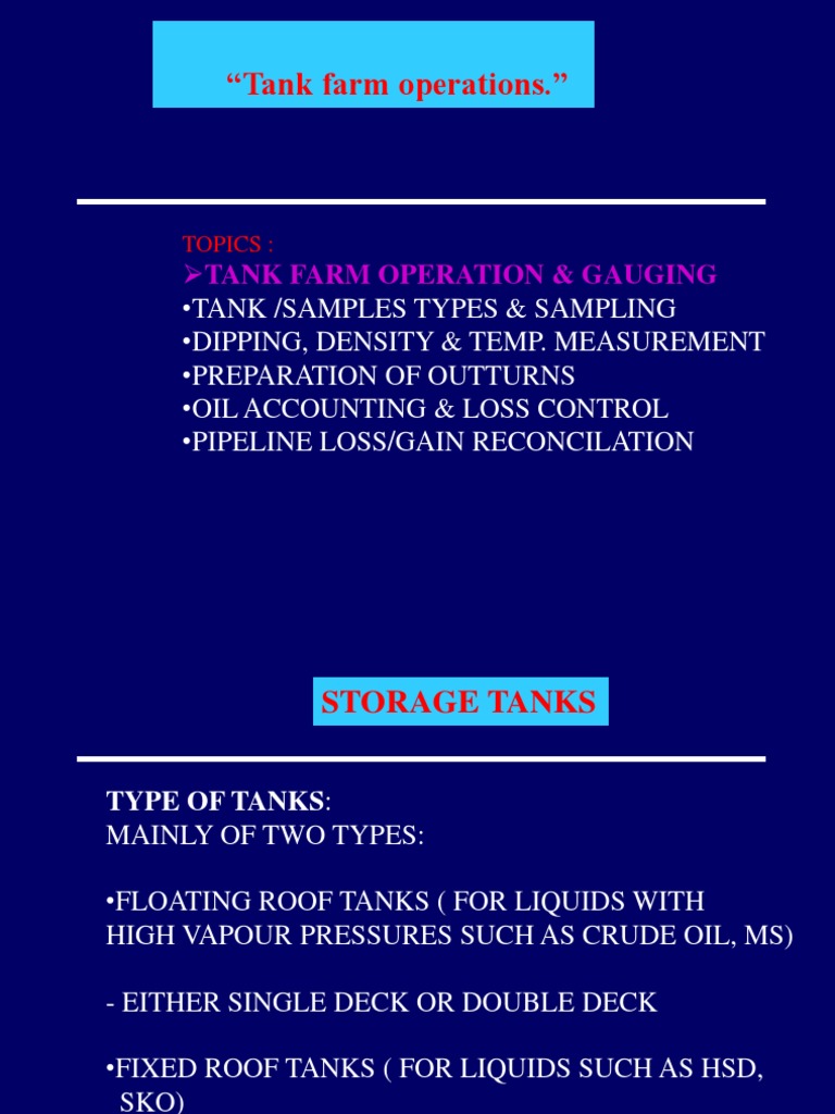 Tank Farm Operations and Management Guide | PDF | Density | Volume