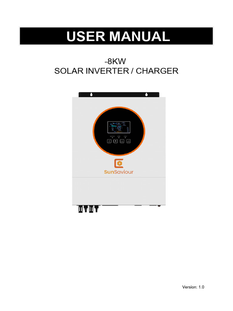 6-8KW Solar Inverter/Charger Manual | PDF | Power Inverter | Solar Panel