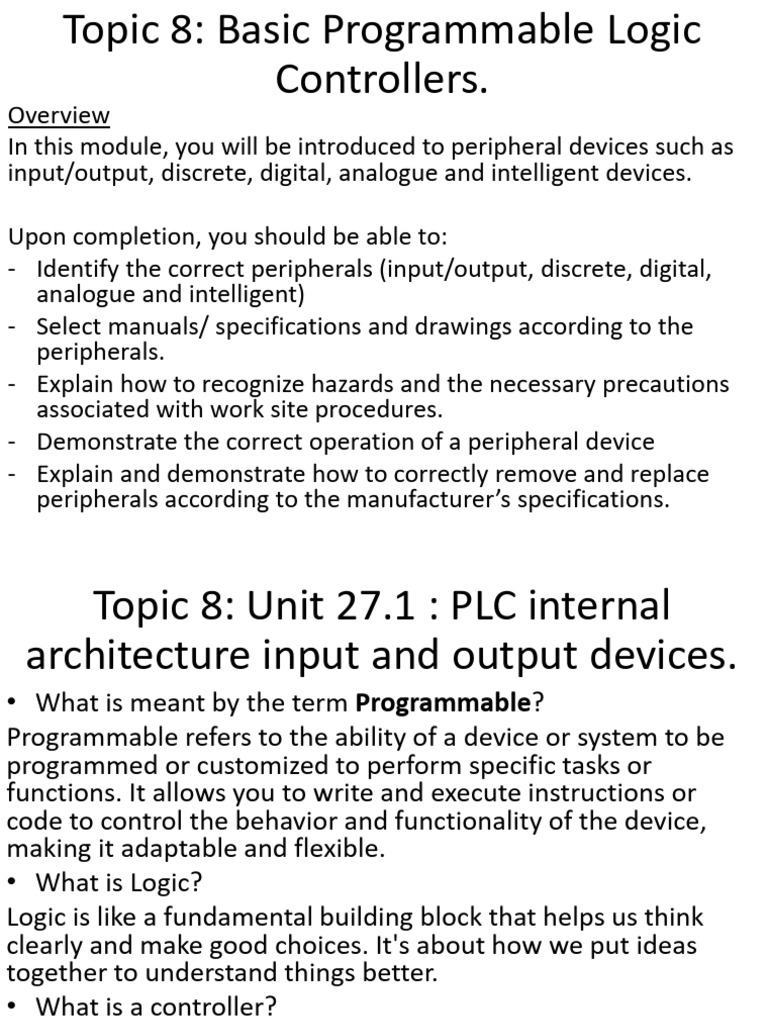 Understanding PLCs and Peripheral Devices | PDF | Programmable Logic ...