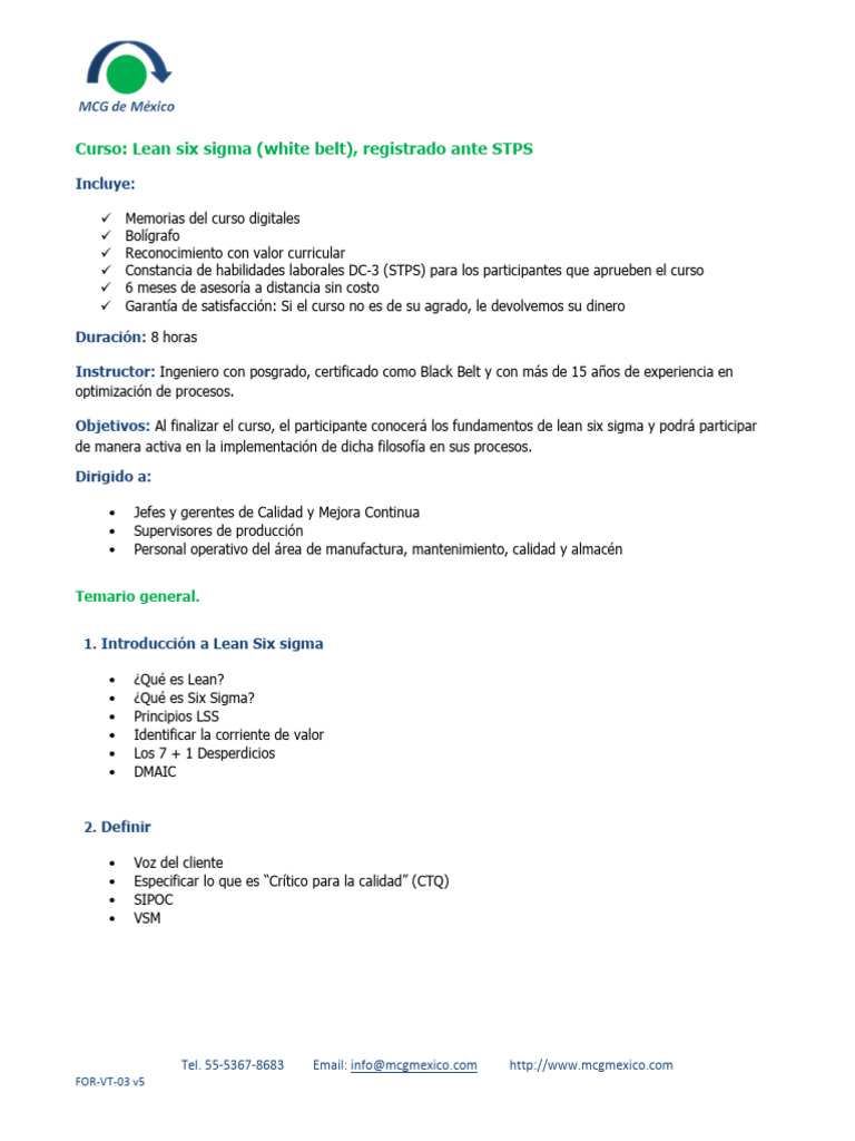 Curso Lean Six Sigma White Belt STPS | PDF