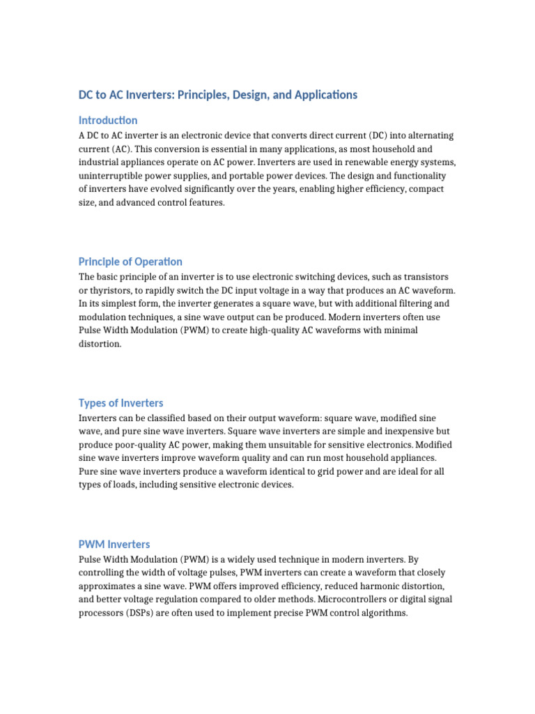 DC To AC Inverters | PDF | Power Inverter | Electricity