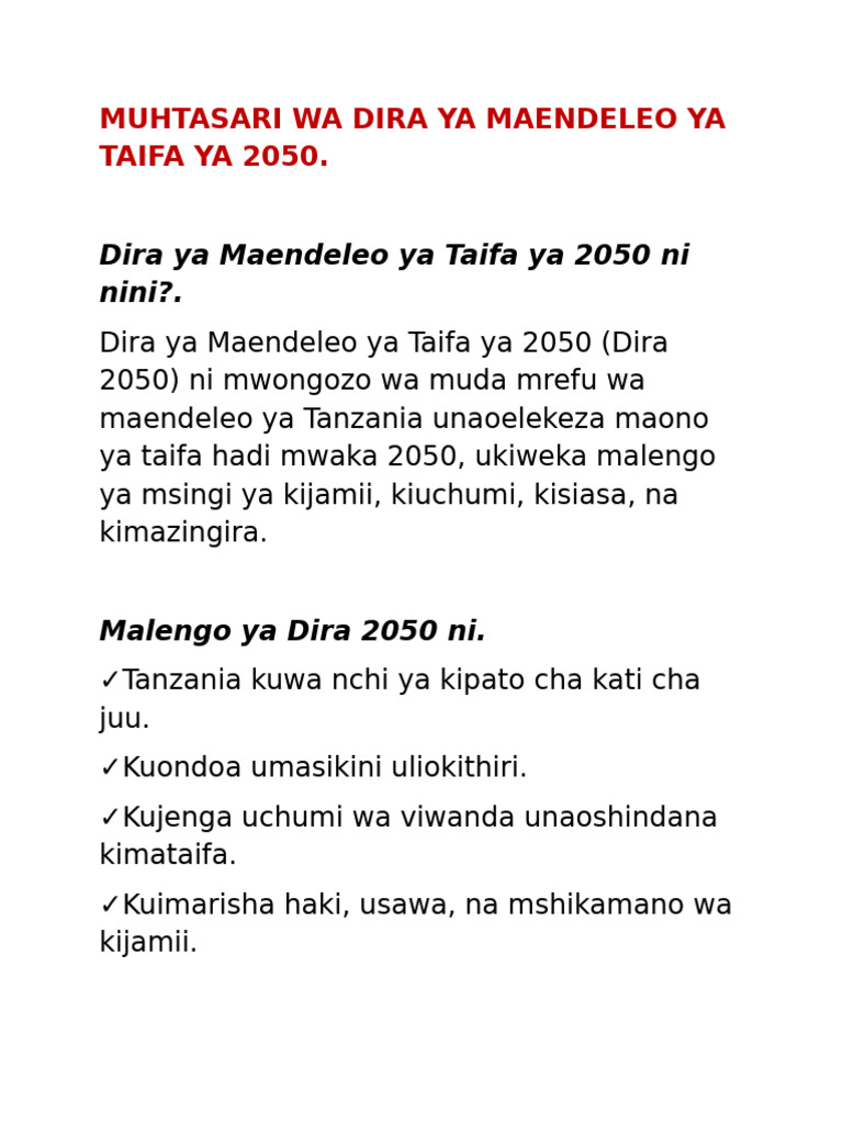 Summary Ya Dira 2050 | PDF