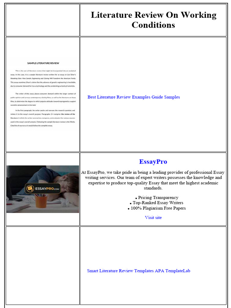 Literature Review On Working Conditions | PDF | Employment | Nursing