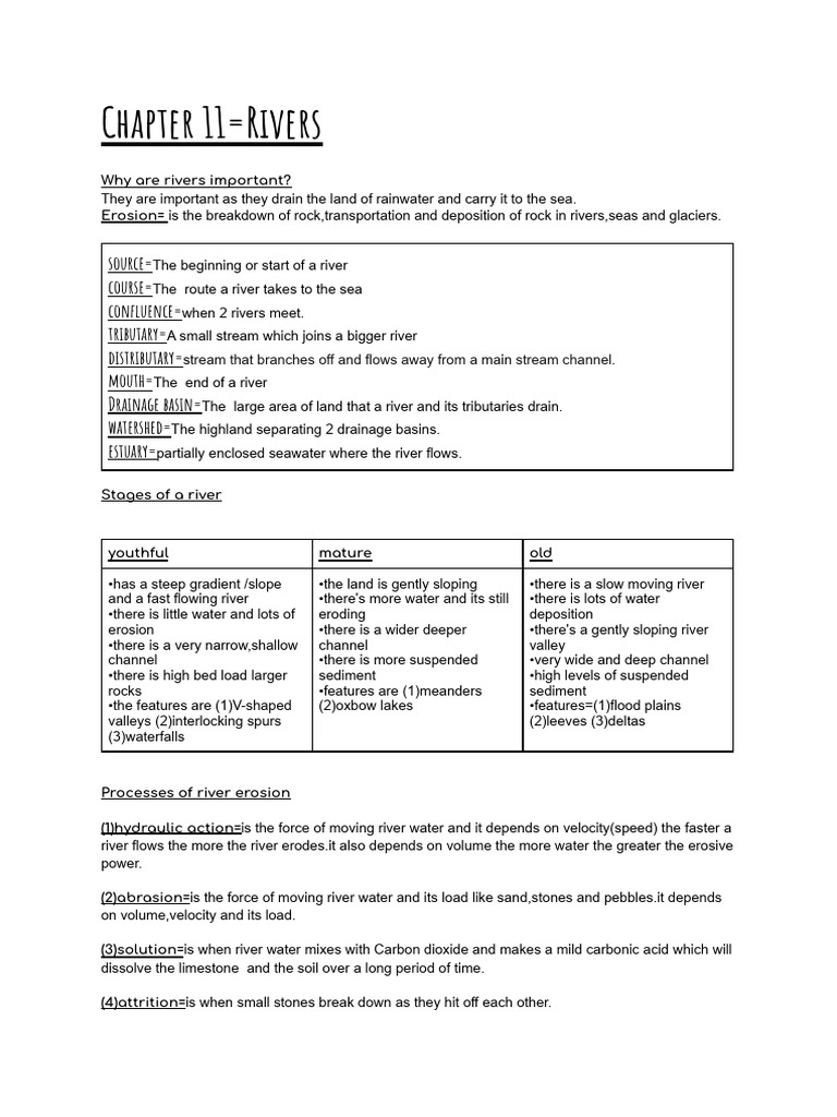 Junior Cert Geography: River Concepts | PDF | River | Erosion