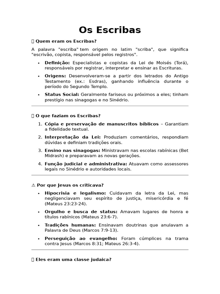 Escribas na Bíblia: Funções e Críticas | PDF | Bíblia | Fariseus