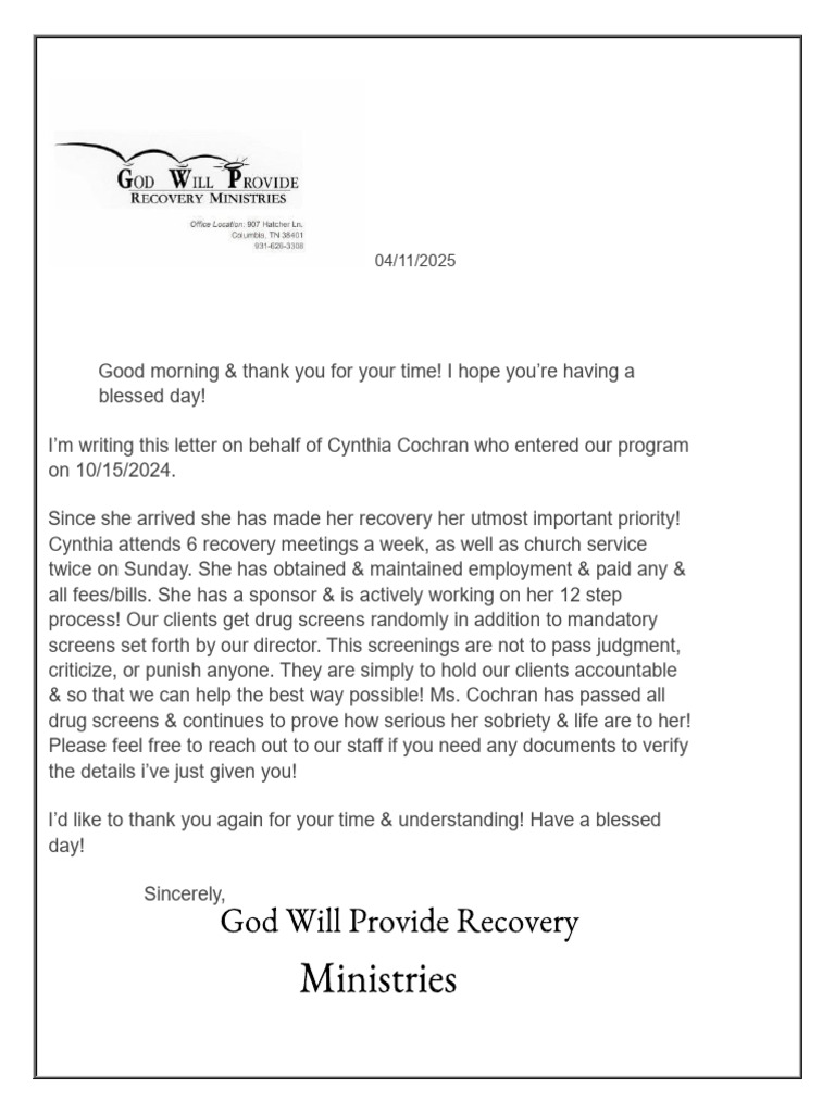 Recovery Letter PDF | PDF