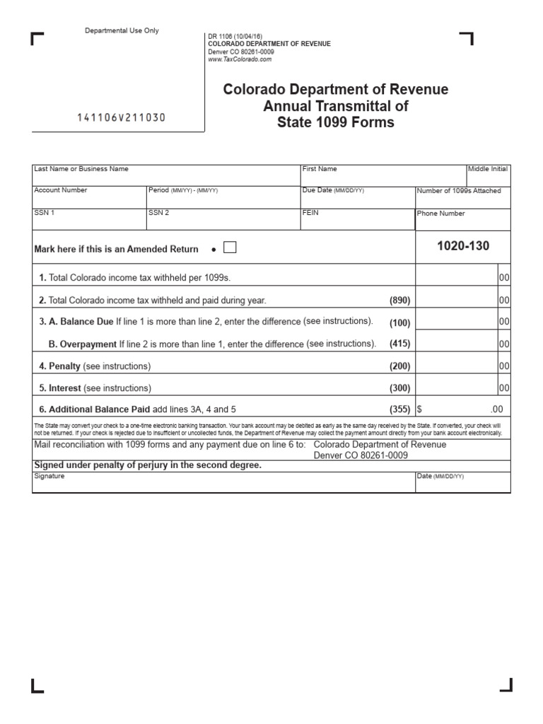 Colorado 1099 Form Submission Guide | PDF | Payments | Taxes