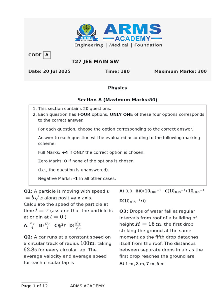 JEE Main Physics & Chemistry Exam 2025 | PDF | Atomic Orbital | Electron