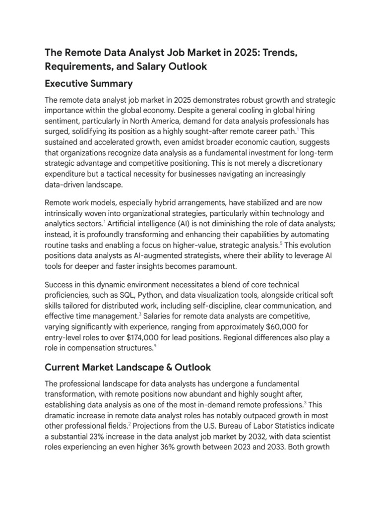 Remote Data Analyst Jobs 2025 Outlook | PDF | Artificial Intelligence ...