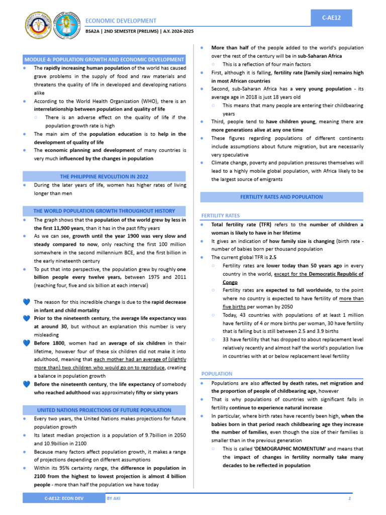 Population Growth and Economic Impact | PDF | Total Fertility Rate ...