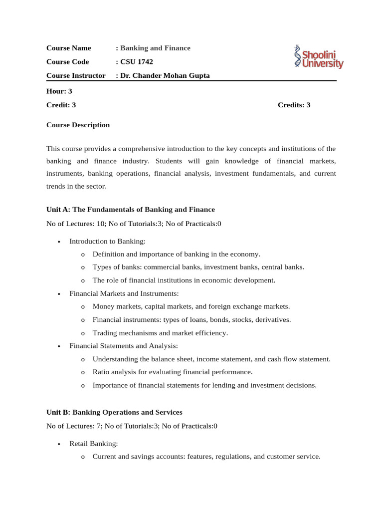 Banking and Finance MBA Final | PDF | Financial Markets | Banks