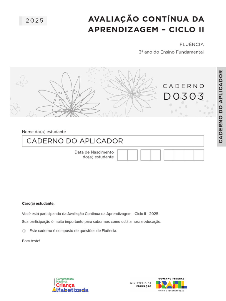Avaliação de Fluência Leitora 2025 | PDF | Aprendizado | Ciência cognitiva