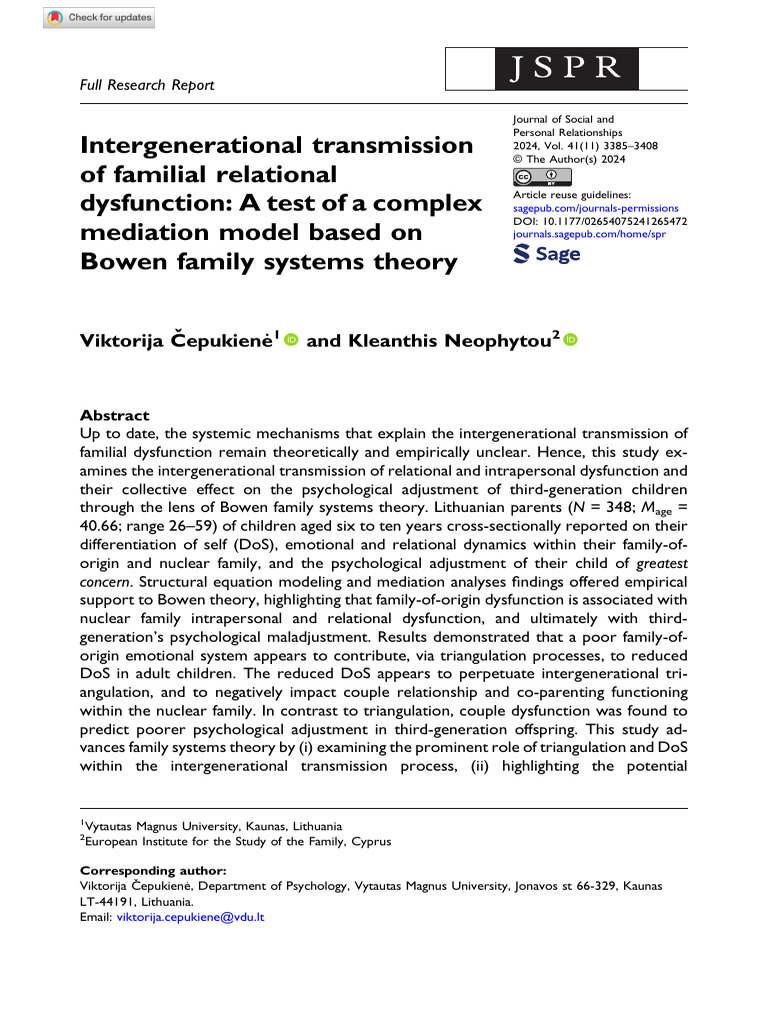 Intergenerational Dysfunction in Families | PDF | Intimate ...