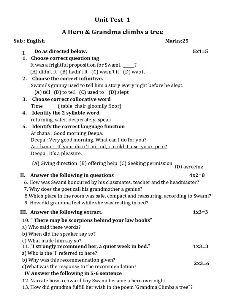Unit Test 1 A Hero | PDF