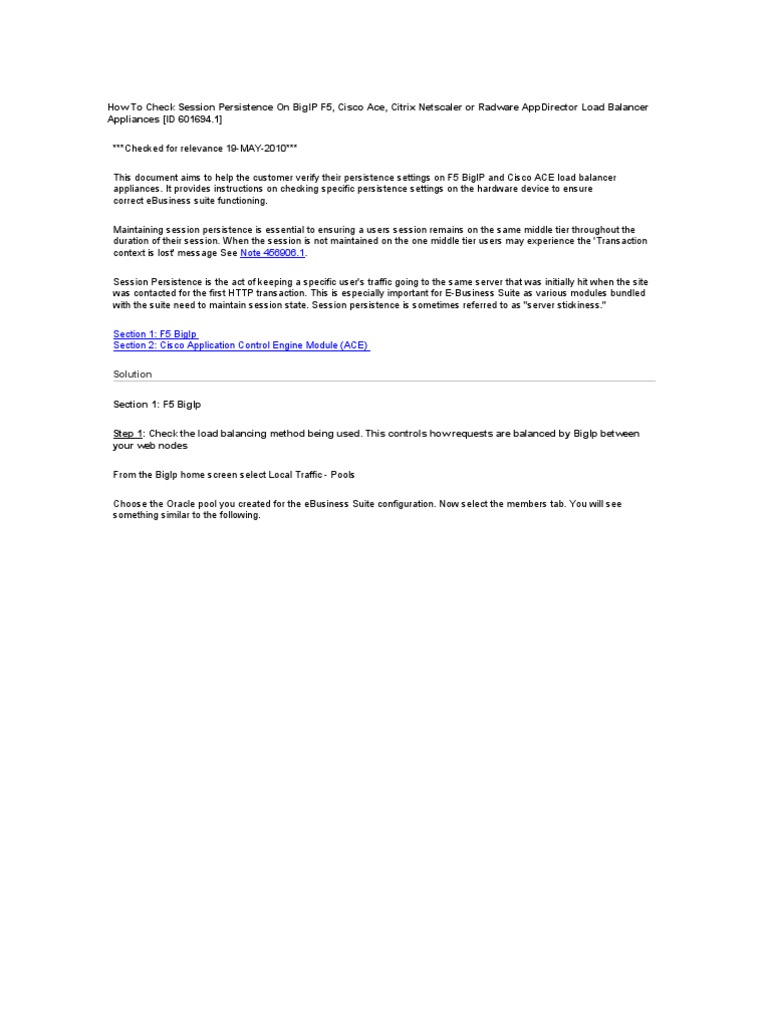Verifying F5 Session Persistence Settings | PDF | Load Balancing ...