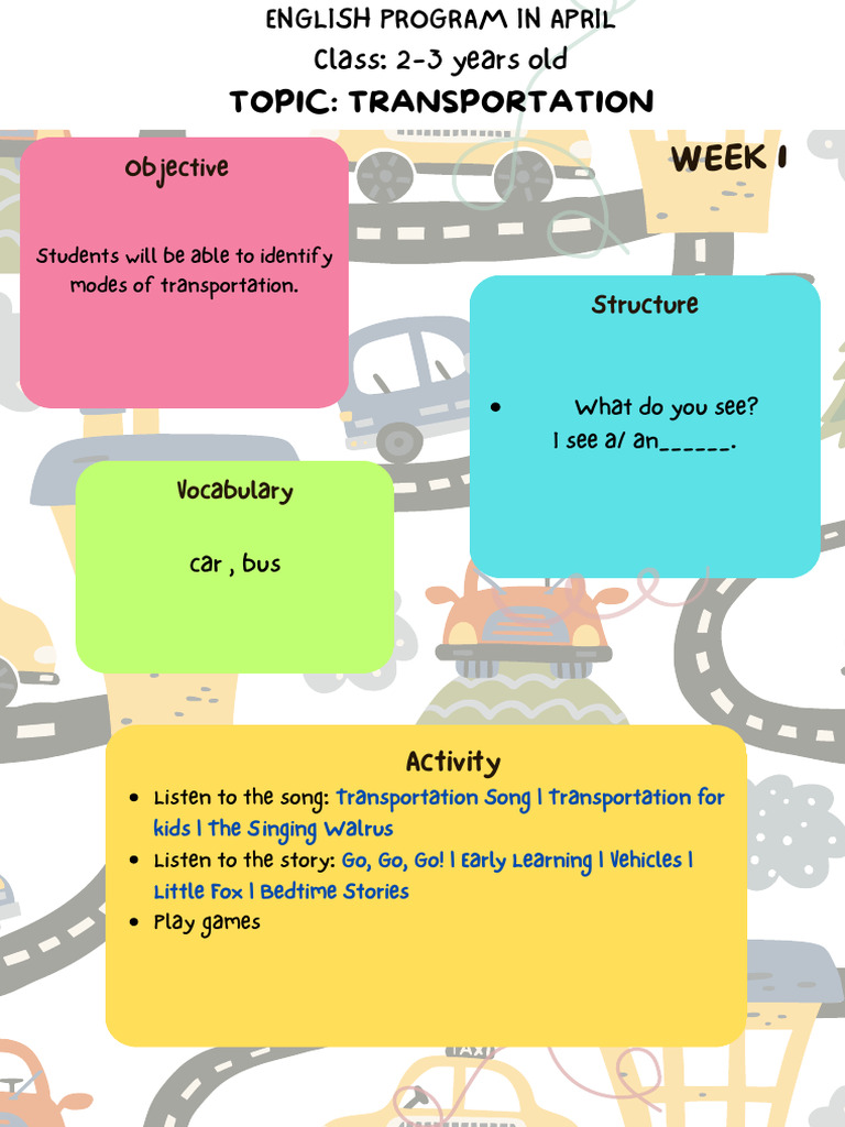 Transportation Song for Kids | PDF