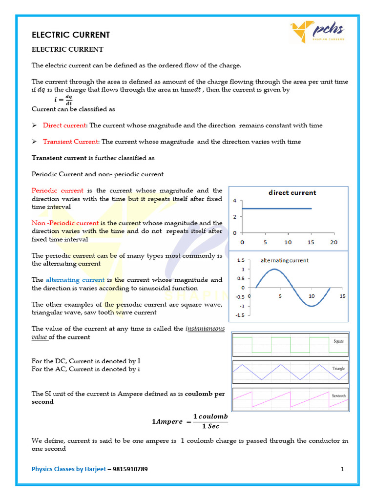 Drift Velocity and Electric Current Relation | PDF | Electric Current ...