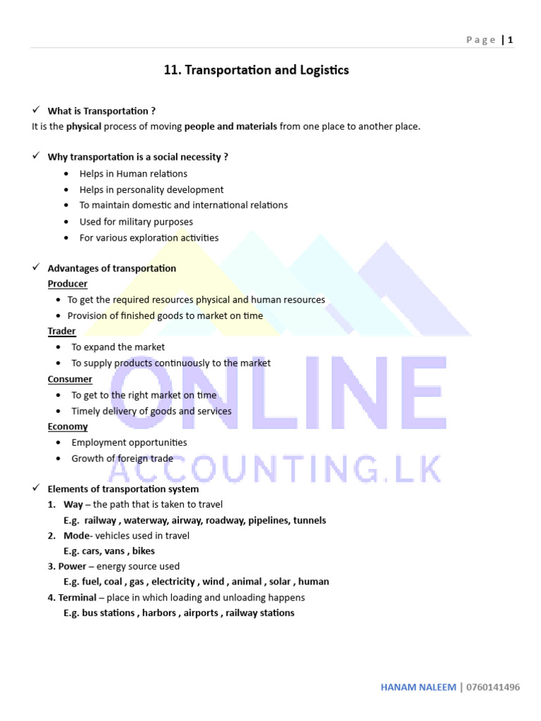 Transportation and Logistics | PDF | Transport | Logistics