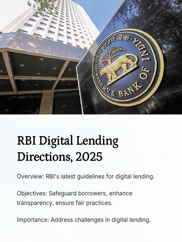 RBI Digital Lending Guidelines 2025 | PDF | Loans | Regulatory Compliance