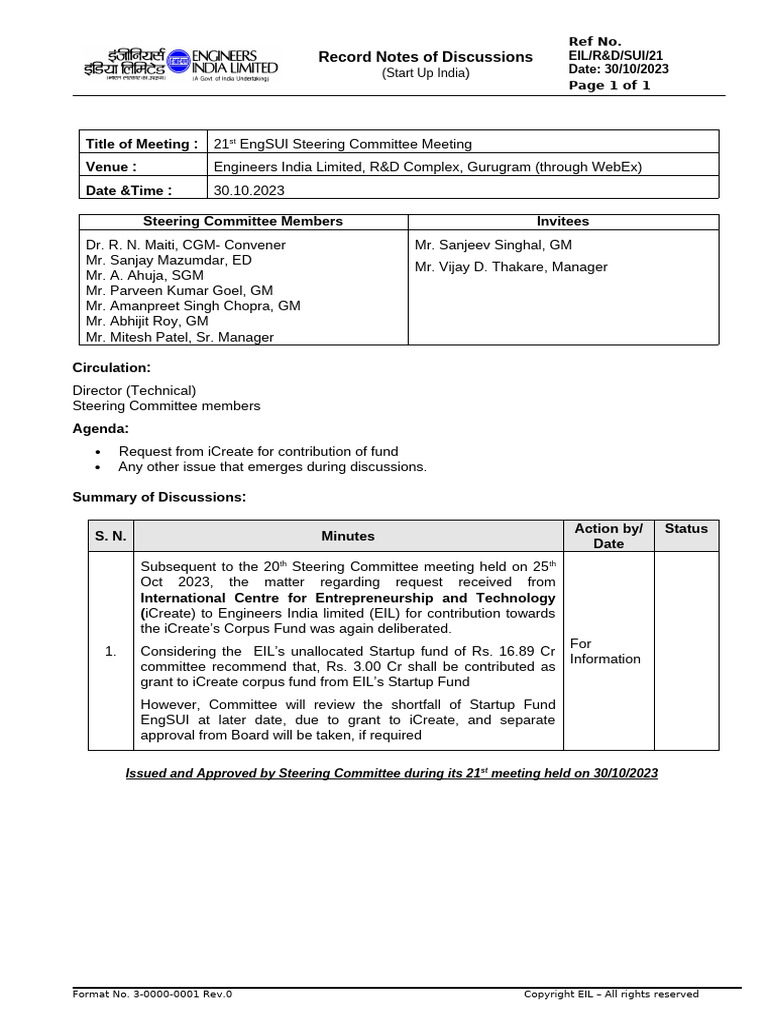 Annexure 3 Draft MOM SC 30.10.2023 | PDF