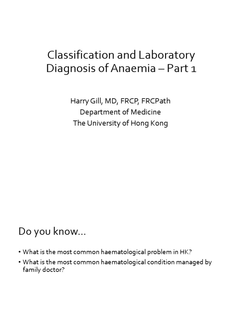 Anaemia Classification and Diagnosis Guide | PDF | Anemia | Red Blood Cell