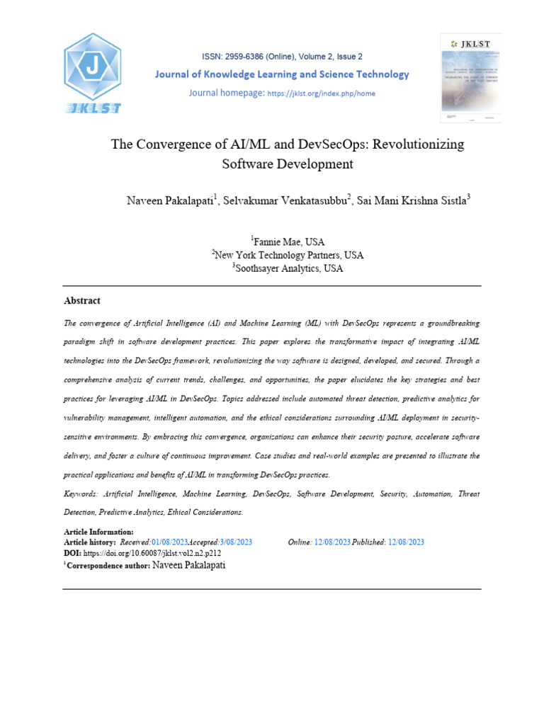 AI/ML in DevSecOps: Transforming Software Development | PDF | Machine ...