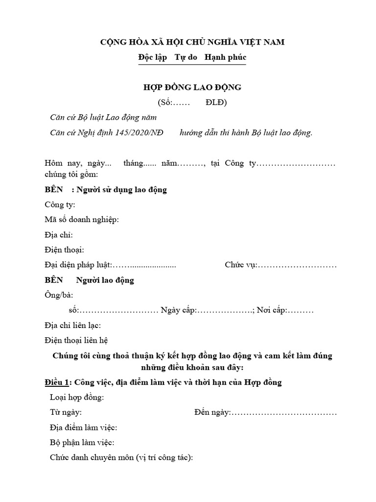 Hop Dong Lao Dong | PDF