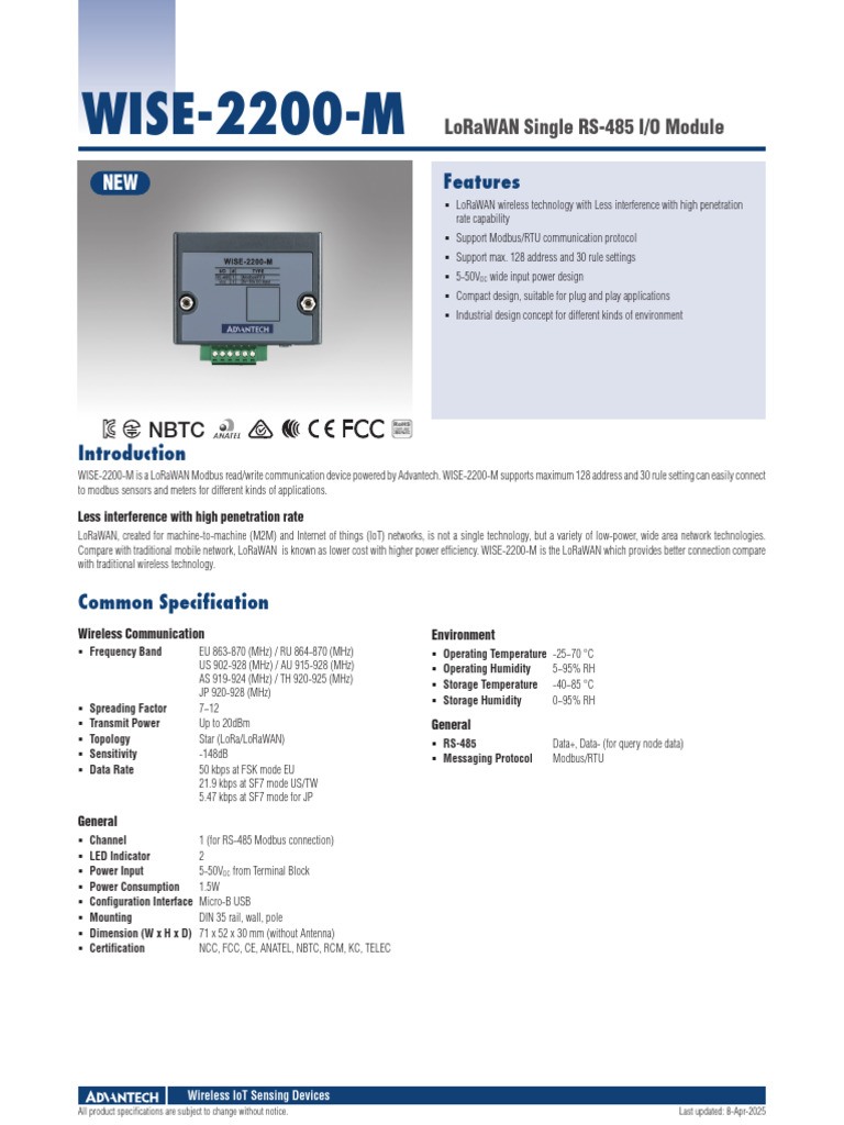 WISE-2200-M LoRaWAN Modbus Device | PDF | Computer Science ...