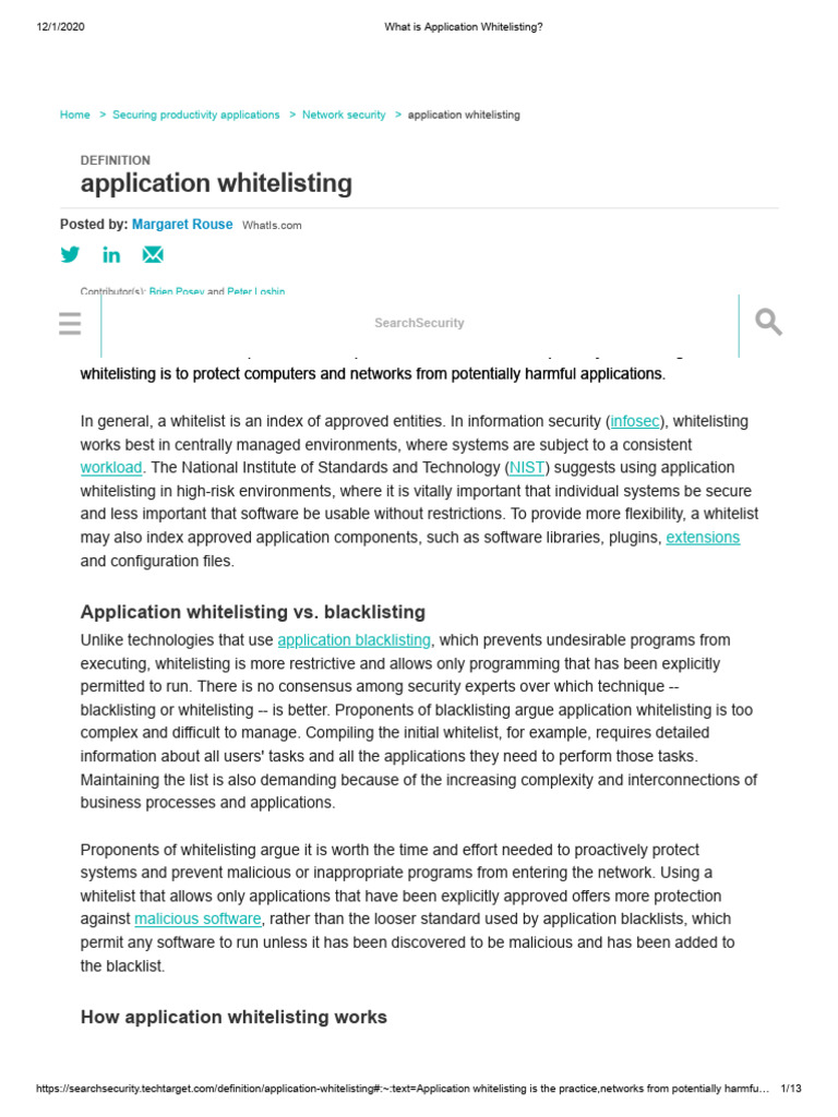 Application Whitelisting Explained | PDF | Malware | Antivirus Software