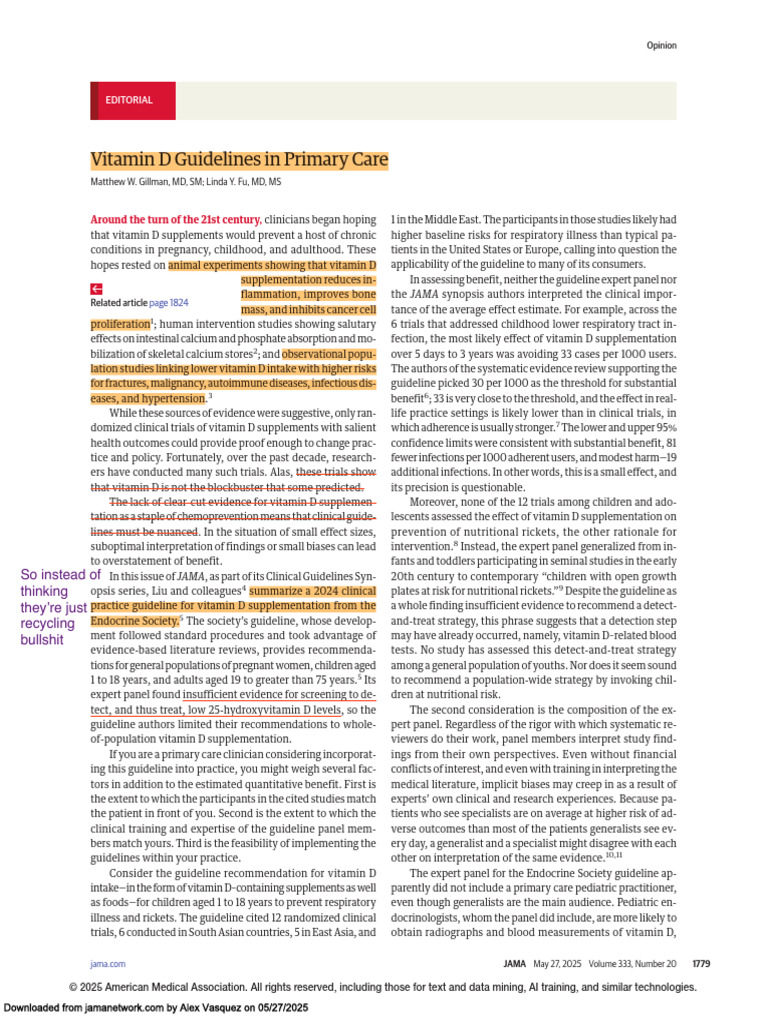 Vitamin D Guidelines in Primary Care Jama 2025 | PDF | Vitamin D | Vitamin