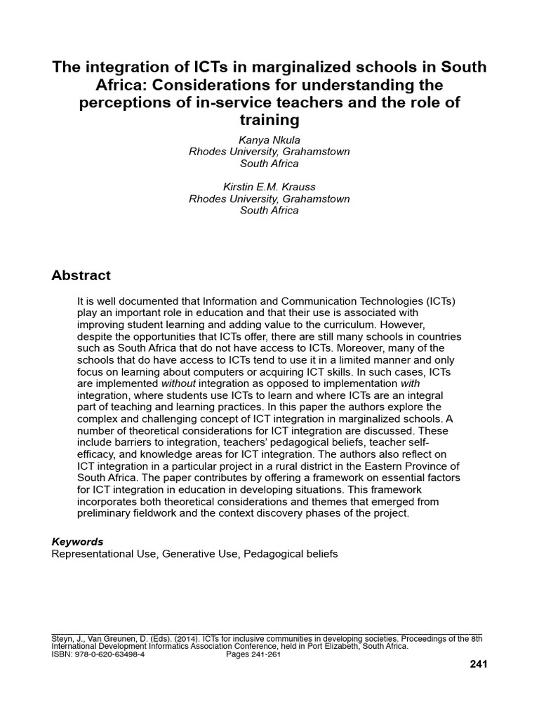 ICT Integration in South African Schools | PDF | Constructivism ...