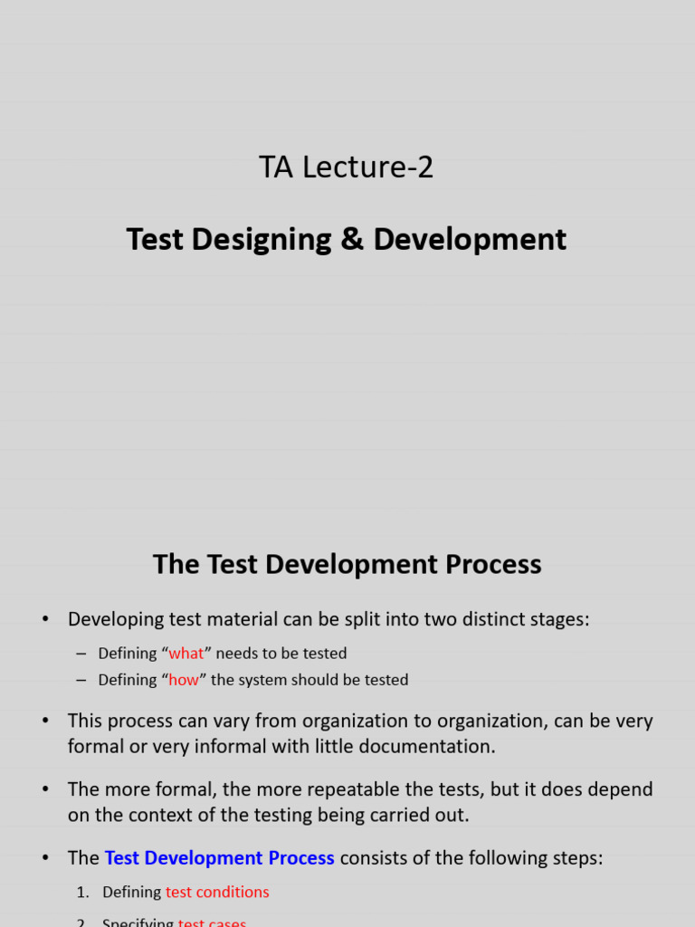 Test Design and Development Process | PDF | Use Case | Software Testing
