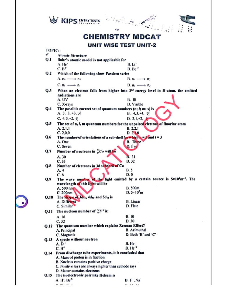 Kips Test 5 Atomic Structure | PDF