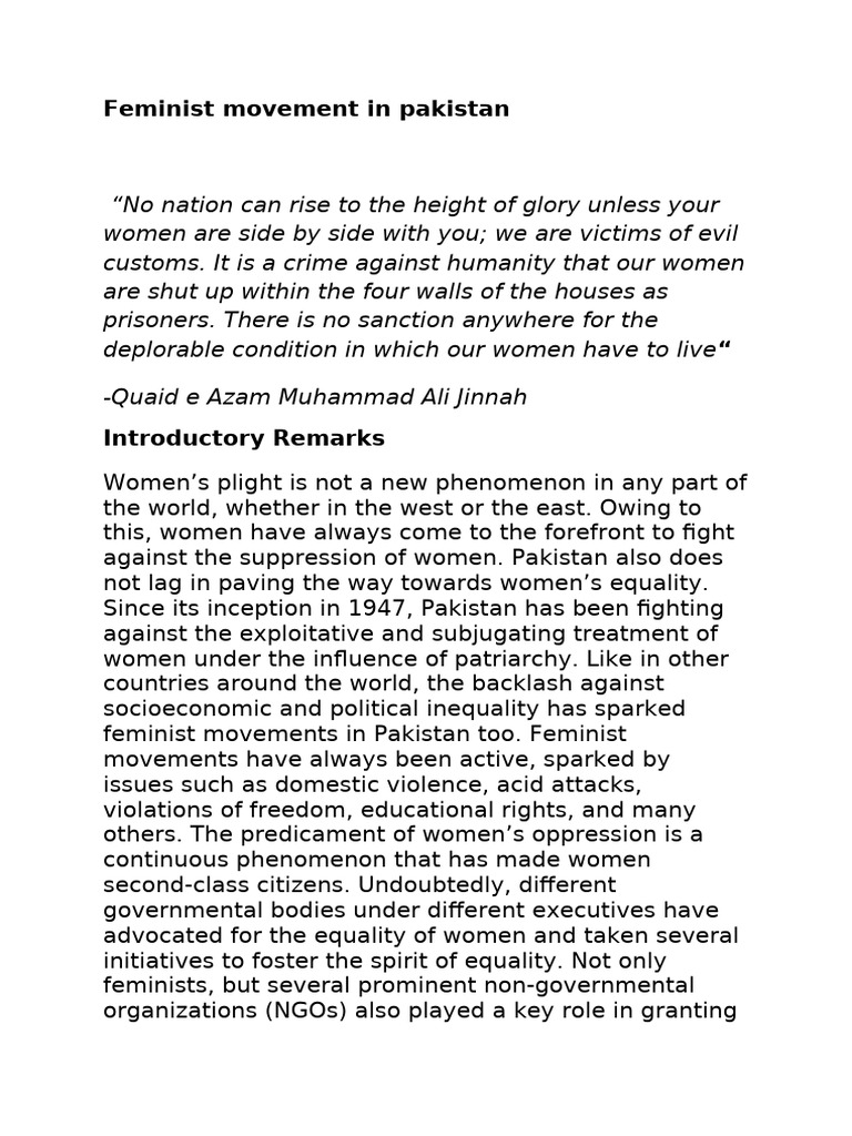 Feminist Movement in Pakistan: A History | PDF | Feminism | Gender Studies