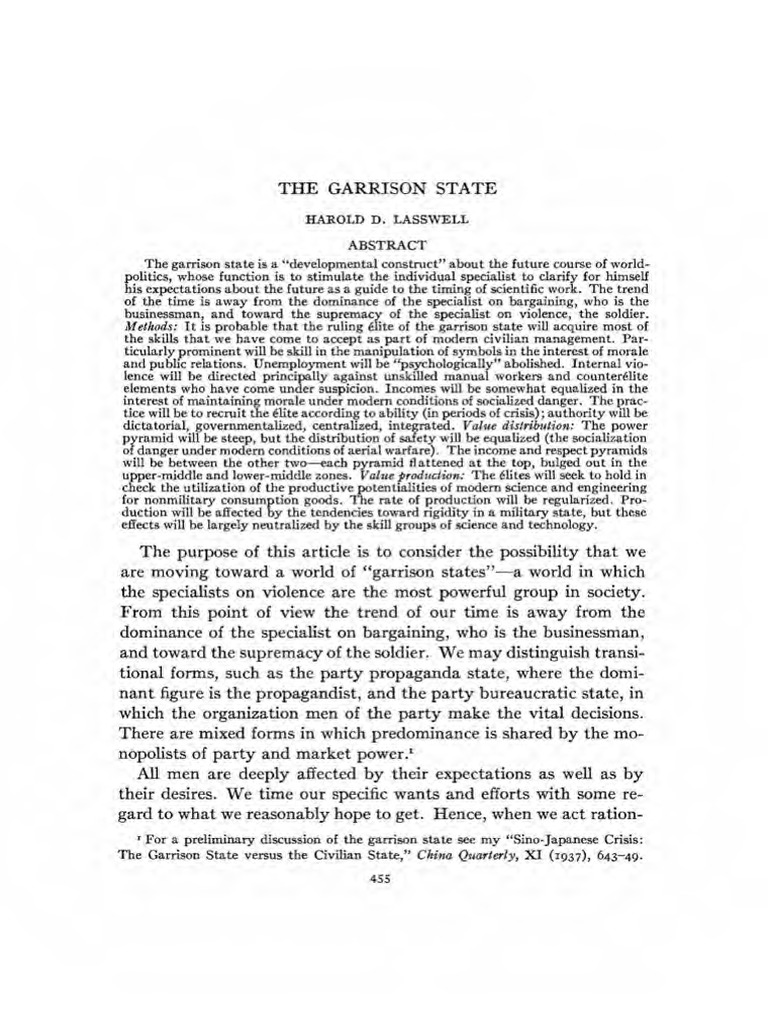 Understanding the Garrison State | PDF | Military | Conscience