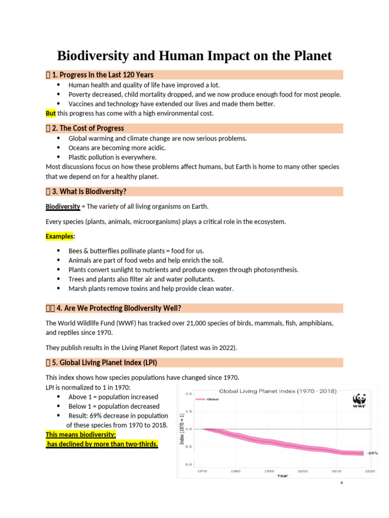 Biodiversity Loss and Human Impact | PDF | Biodiversity | Human Impact ...